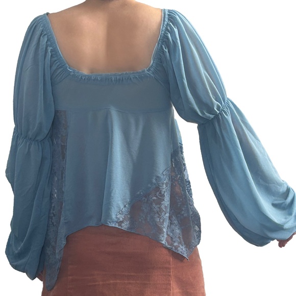 NWT Urban outfitters Romance Babydoll Top in Blue - Picture 8 of 12